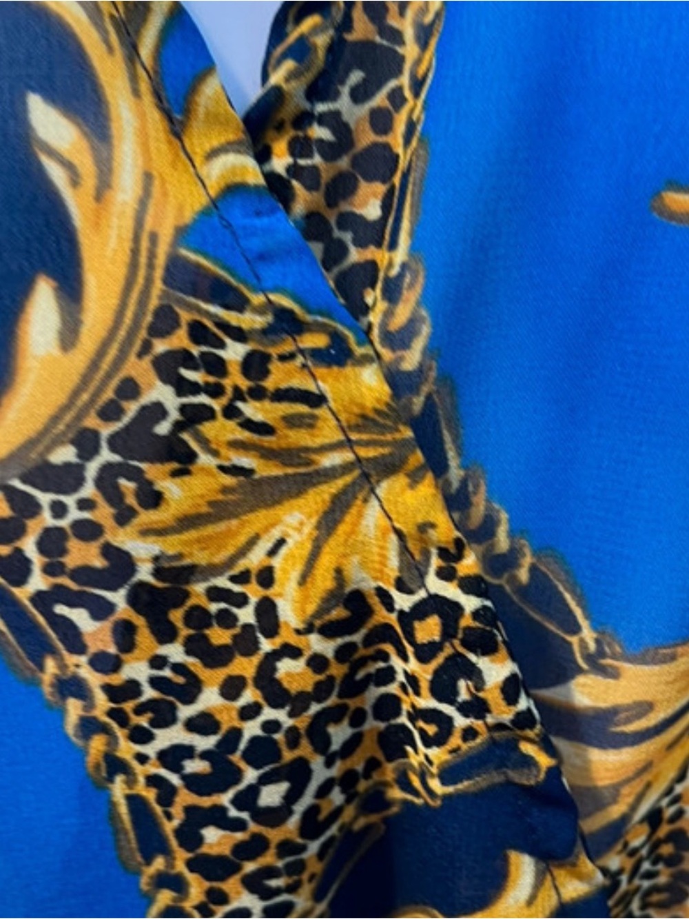 Rouge! Blue and Gold Baroque Wrap Blouse - Picture 5 of 10